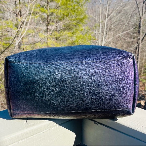 RARE COACH Hologram Metallic Petrol Large City Bag Tote Purple Green Teal Blue - Picture 10 of 16